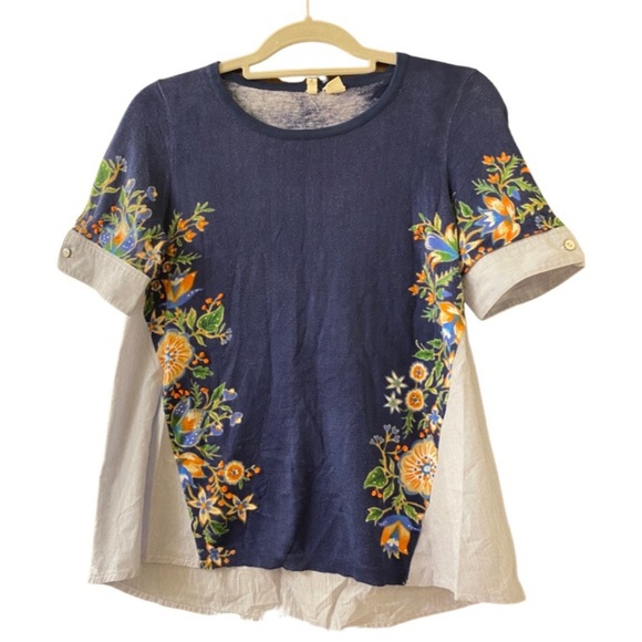 Moth Anthropologie Embroidered Oversized Floral Top (12) - Picture 1 of 7